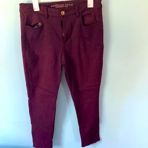 Maroon High rise Jean jeggings. American Eagle. Size 12.
